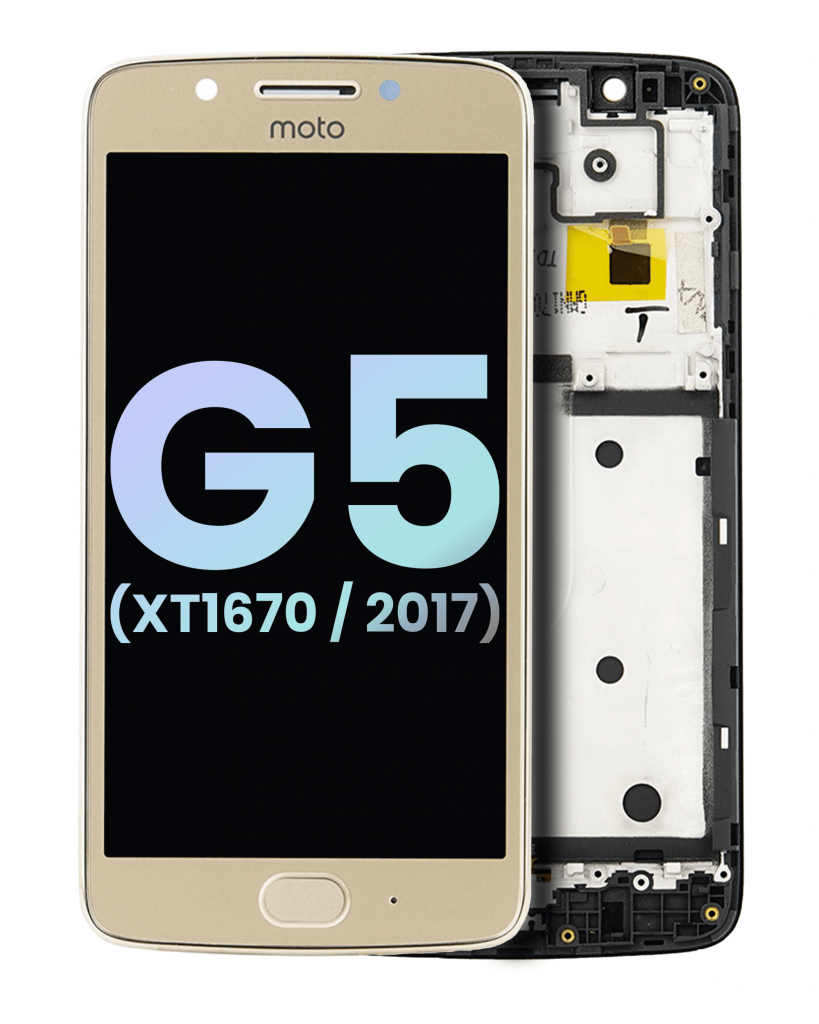 LCD Assembly With Frame For Motorola Moto G5 (XT1670 / 2017) (Genuine OEM) (Gold)