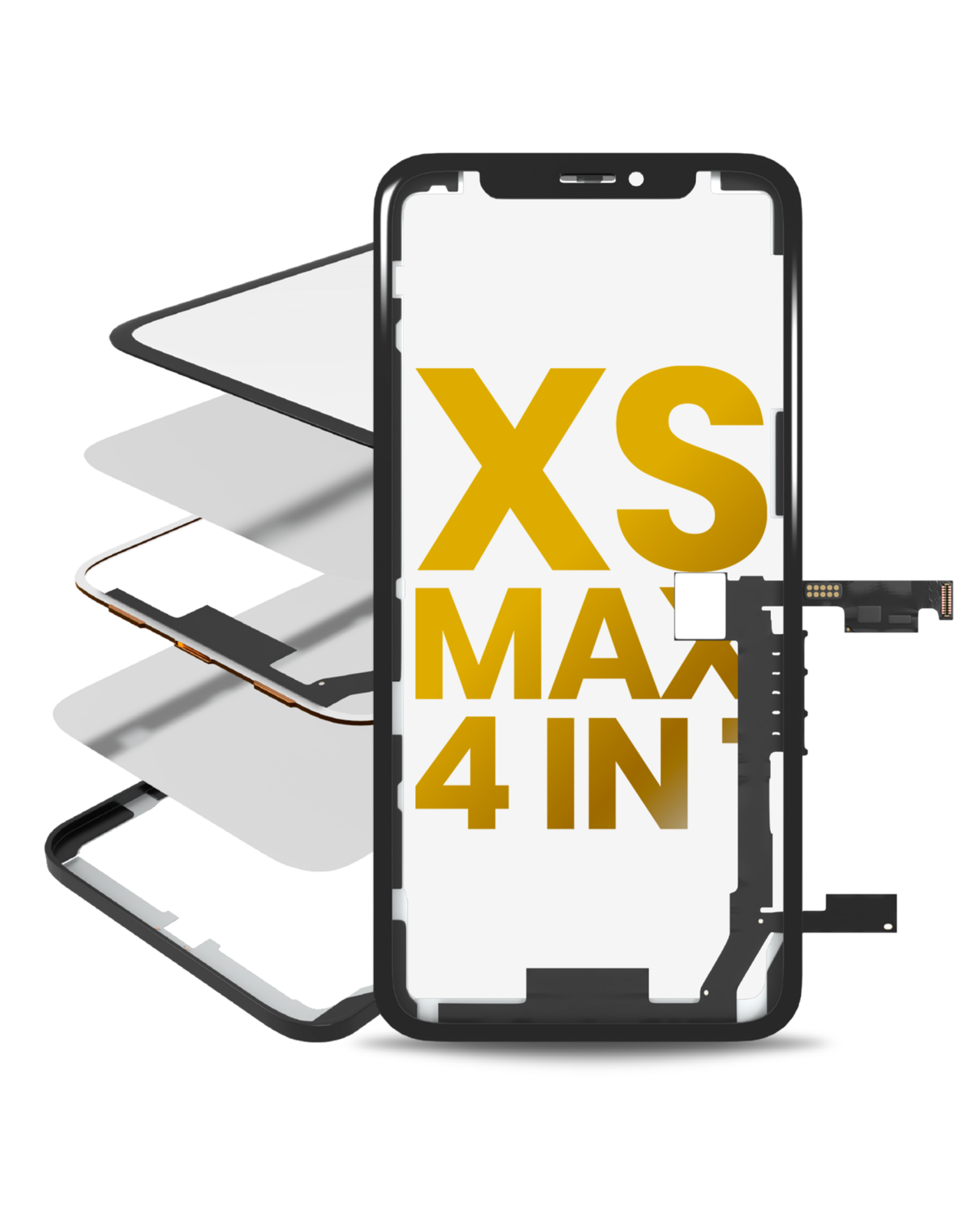 4 in 1 Long Flex (Digitizer Touch With Glass + OCA + Frame Pre-installed) For iPhone XS Max (OCA Master)