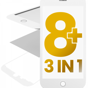 3 in 1 (Glass With OCA Pre-Installed + Frame) For iPhone 8 Plus (OCA Master) (2 Pack) (White)