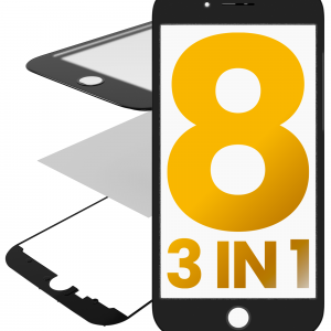 3 in 1 (Glass With OCA Pre-Installed + Frame) For iPhone 8 (OCA Master) (2 Pack) (Black)