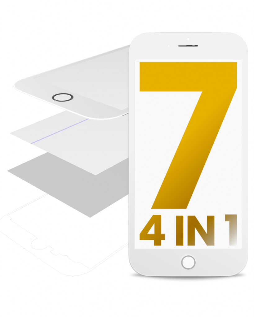 4 in 1 (Front Glass + Frame + Polarizer + OCA Pre-Installed) For iPhone 7 Plus (White) (2 Pack)