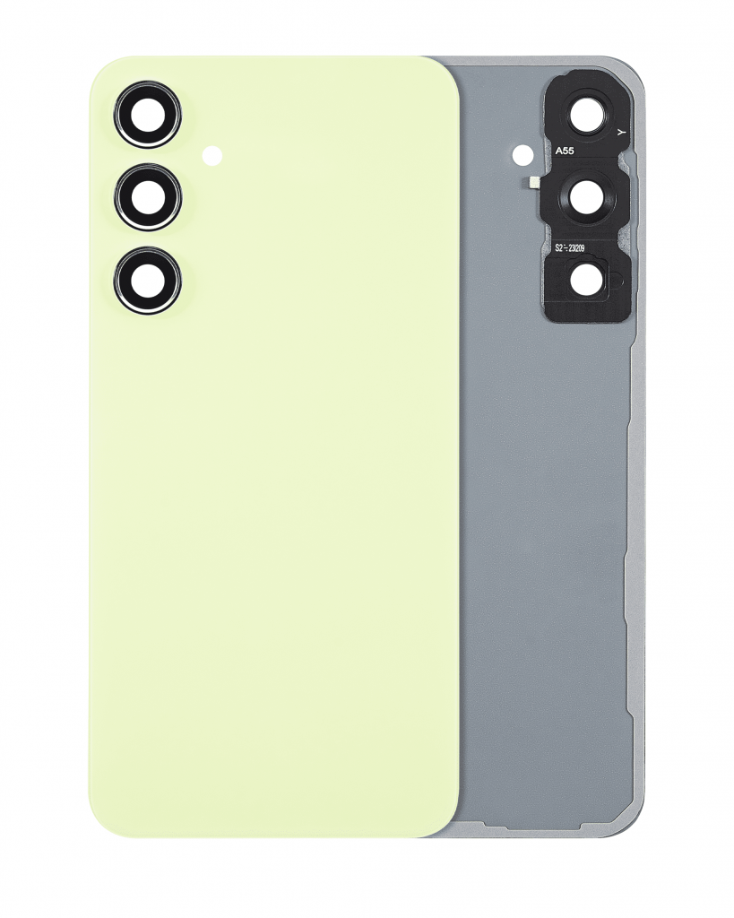Back Cover Glass With Camera Lens For Samsung Galaxy A55 5G (A556 / 2024) (No Logo) (Aftermarket Plus) (Lemon)