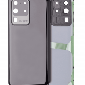 Back Cover Glass With Camera Lens For Samsung Galaxy S20 Ultra 5G (No Logo) (Aftermarket Plus) (Cosmic Black)