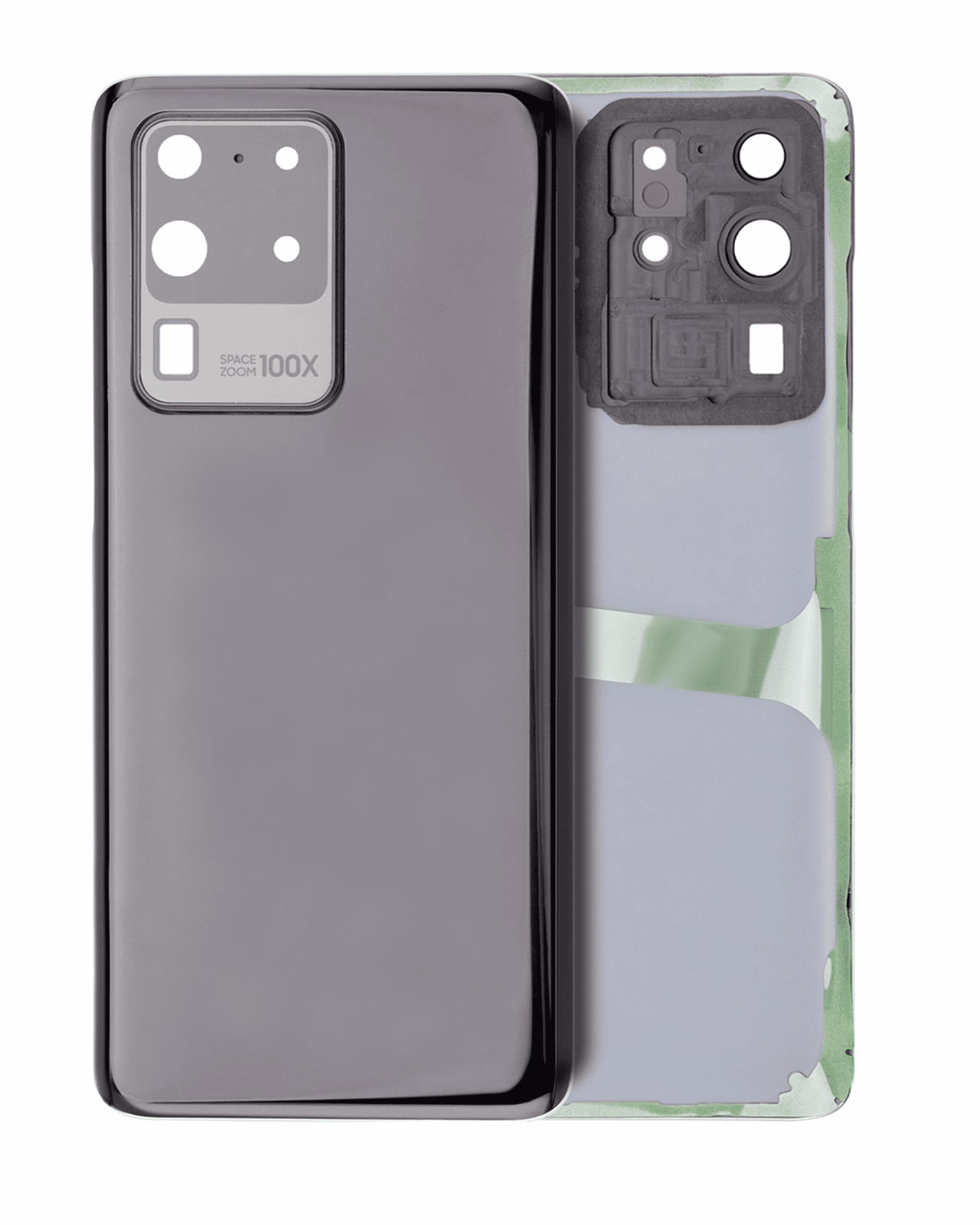 Back Cover Glass With Camera Lens For Samsung Galaxy S20 Ultra 5G (No Logo) (Aftermarket Plus) (Cosmic Black)