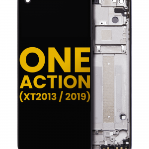 LCD Assembly With Frame For Motorola One Action (XT2013-1 / XT2013-2 / XT2013-4 / 2019) (Refurbished) (Denim Blue)
