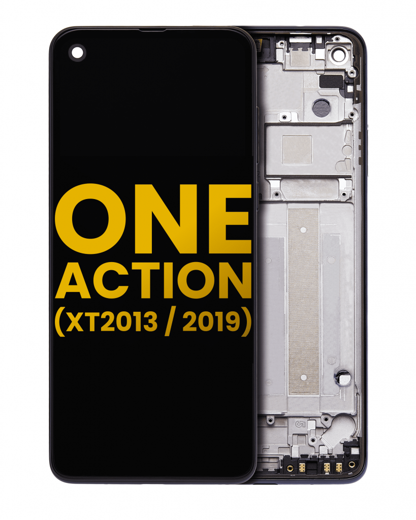 LCD Assembly With Frame For Motorola One Action (XT2013-1 / XT2013-2 / XT2013-4 / 2019) (Refurbished) (Denim Blue)