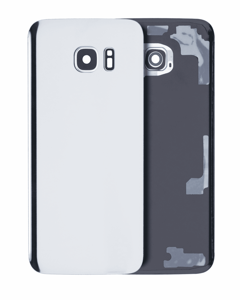 Back Cover Glass With Camera Lens For Samsung Galaxy S7 Edge (No Logo) (Aftermarket Plus) (Silver)
