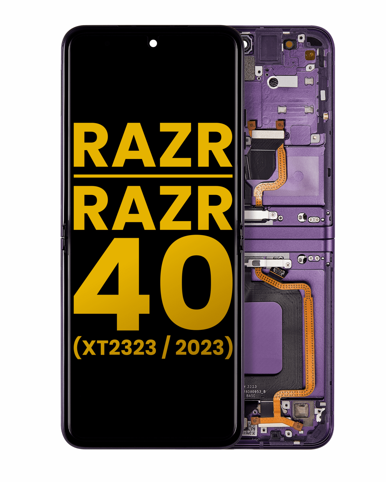 Main OLED Assembly With Frame For Motorola Razr 2023 / Razr 40 (XT2323 / 2023) (Refurbished) (Summer Lilac)