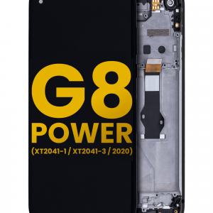 LCD Assembly With Frame For Motorola Moto G8 Power (XT2041-1 / XT2041-3 / 2020) (Refurbished) (Smoke Black)