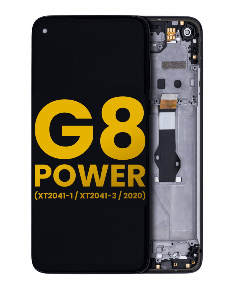 LCD Assembly With Frame For Motorola Moto G8 Power (XT2041-1 / XT2041-3 / 2020) (Refurbished) (Smoke Black)