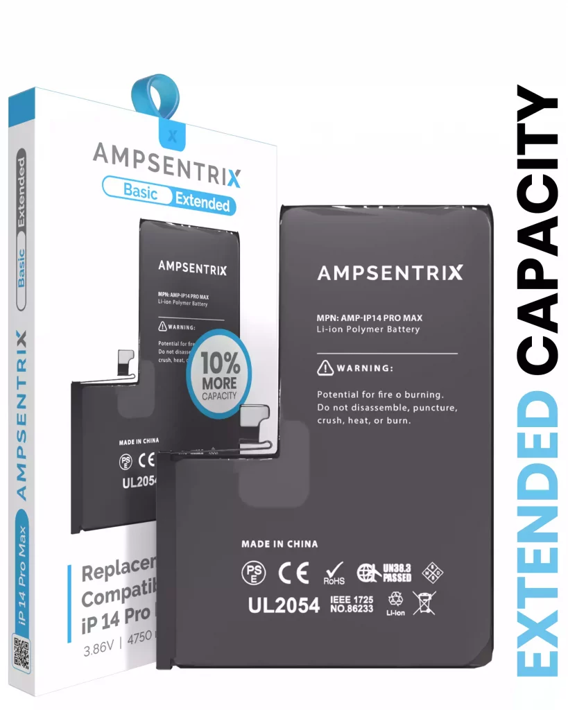 Extended Capacity Replacement Battery For iPhone 14 Pro Max (AmpSentrix Basic Extended)