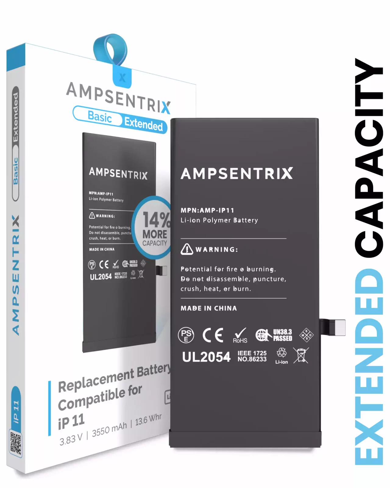 Replacement Battery For iPhone 11 (AmpSentrix Basic Extended)