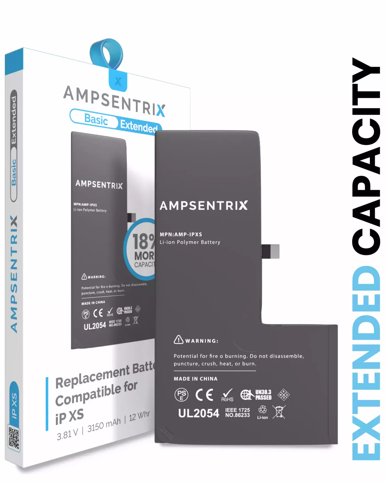 Replacement Battery For iPhone XS (AmpSentrix Basic Extended)