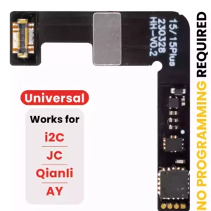 Pre-Programmed Universal Battery Tag-On Flex (Soldering Not Required) For iPhone 15 / 15 Plus (AmpSentrix) (With I2C, JCID, Qianli)