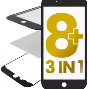 3 in 1 (Glass With OCA Pre-Installed + Frame) For iPhone 8 Plus (OCA Master) (2 Pack) (Black)