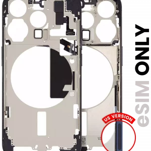 Mid-Frame Housing W/ Small Parts For iPhone 15 Pro (US Version) (Used OEM Pull: Grade A) (Blue Titanium)