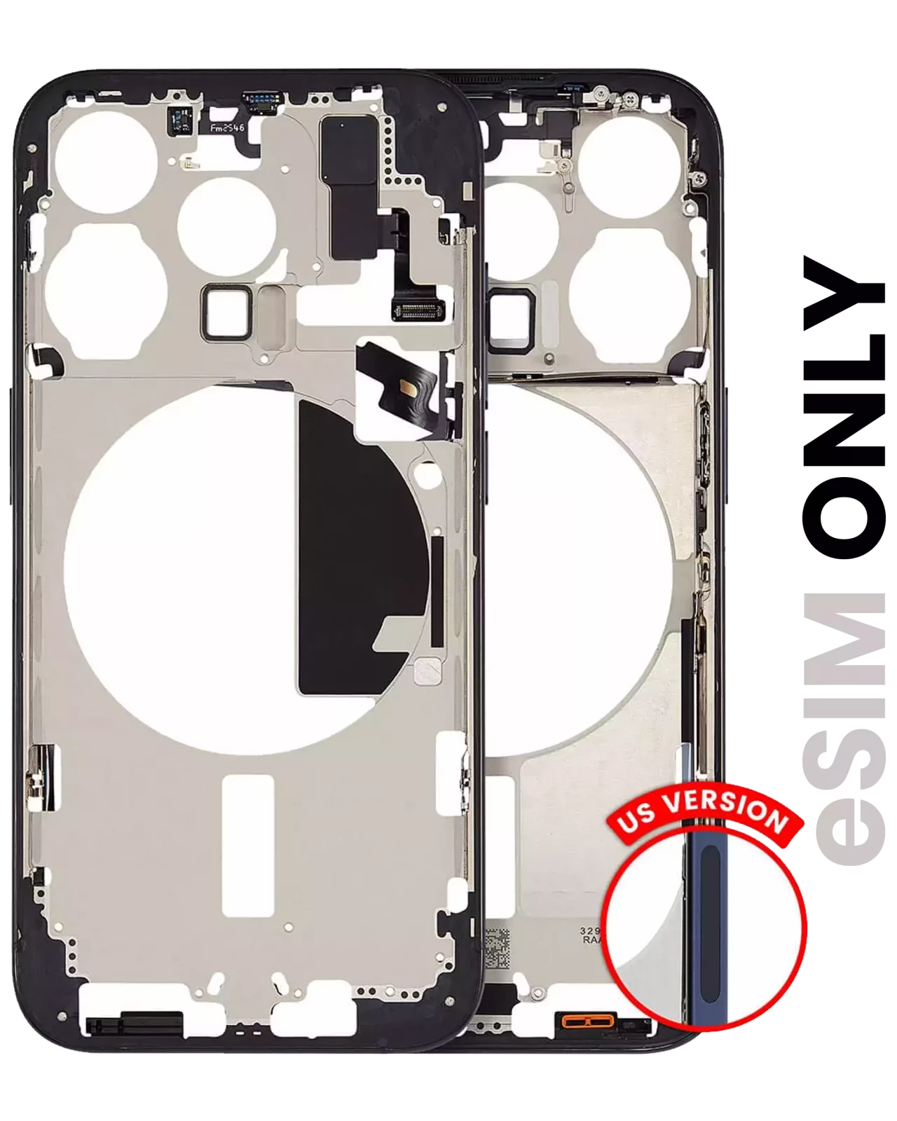 Mid-Frame Housing W/ Small Parts For iPhone 15 Pro (US Version) (Used OEM Pull: Grade A) (Blue Titanium)