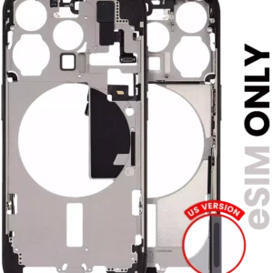 Mid-Frame Housing W/ Small Parts For iPhone 15 Pro (US Version) (Used OEM Pull: Grade B) (Black Titanium)