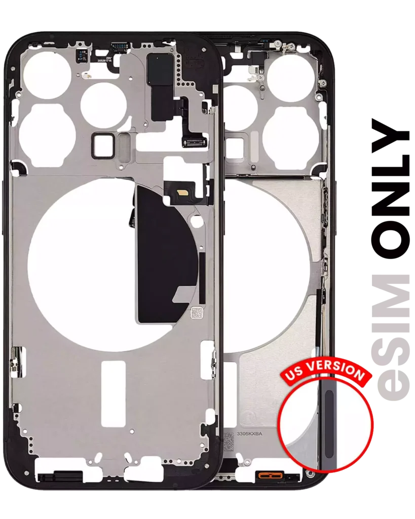 Mid-Frame Housing W/ Small Parts For iPhone 15 Pro (US Version) (Used OEM Pull: Grade B) (Black Titanium)