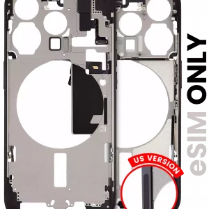 Mid-Frame Housing W/ Small Parts For iPhone 15 Pro (US Version) (Used OEM Pull: Grade A) (Black Titanium)