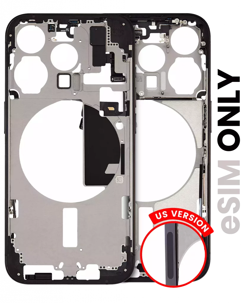 Mid-Frame Housing W/ Small Parts For iPhone 15 Pro (US Version) (Used OEM Pull: Grade A) (Black Titanium)
