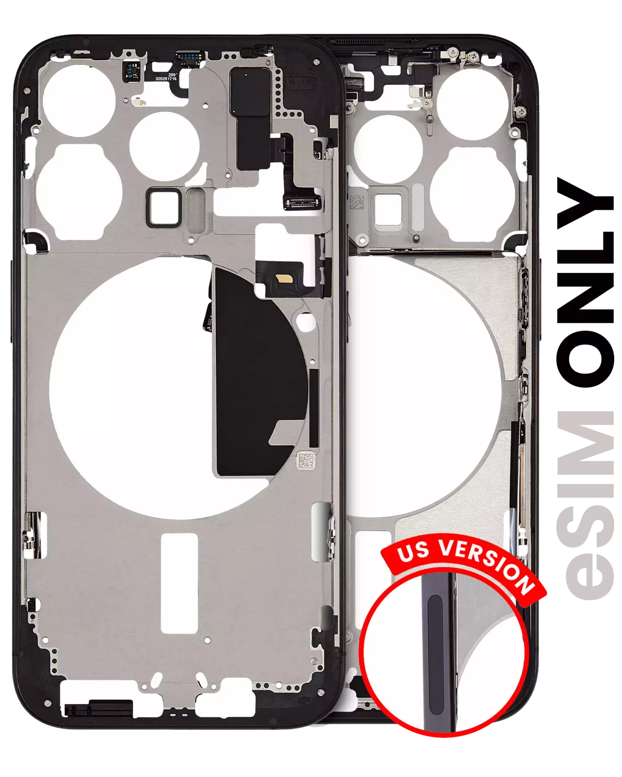 Mid-Frame Housing W/ Small Parts For iPhone 15 Pro (US Version) (Used OEM Pull: Grade A) (Black Titanium)