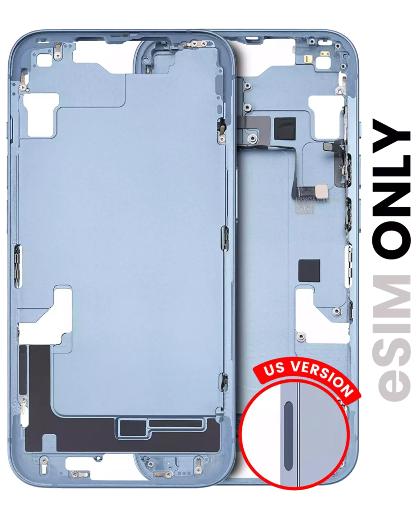 Mid-Frame Housing W/ Small Parts For iPhone 14 (US Version) (Used OEM Pull: Grade B) (Blue)