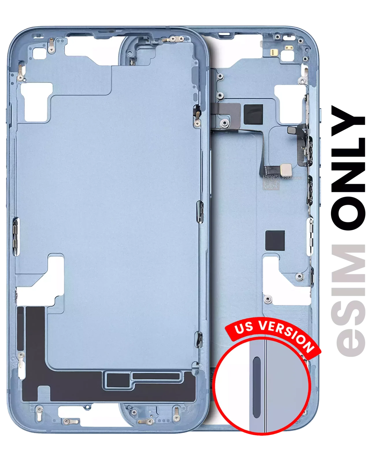Mid-Frame Housing W/ Small Parts For iPhone 14 (US Version) (Used OEM Pull: Grade B) (Blue)
