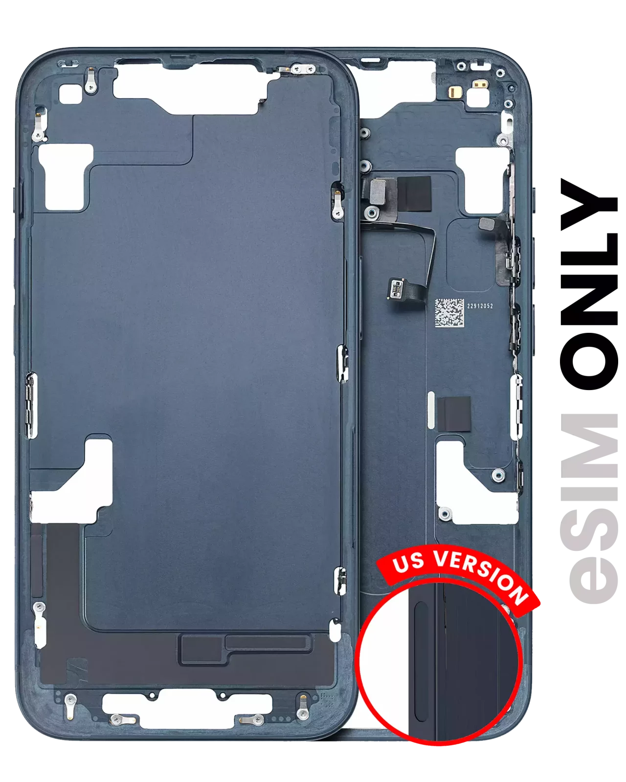 Mid-Frame Housing W/ Small Parts For iPhone 14 (US Version) (Used OEM Pull: Grade B) (Midnight)