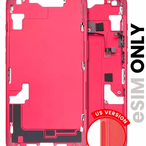 Mid-Frame Housing W/ Small Parts For iPhone 14 (US Version) (Used OEM Pull: Grade B) (Red)