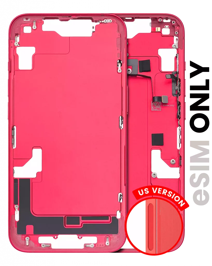 Mid-Frame Housing W/ Small Parts For iPhone 14 (US Version) (Used OEM Pull: Grade B) (Red)