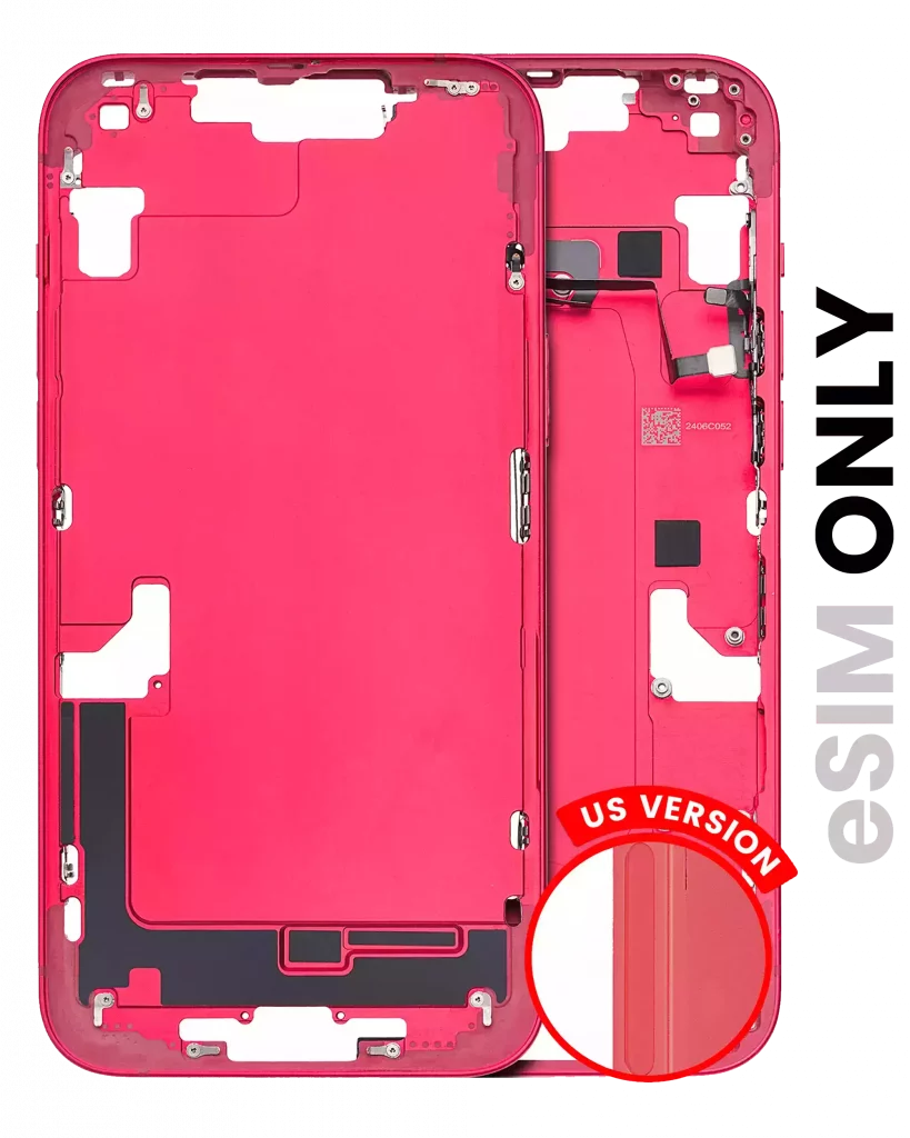 Mid-Frame Housing W/ Small Parts For iPhone 14 Plus (US Version) (Used OEM Pull: Grade C) (Red)