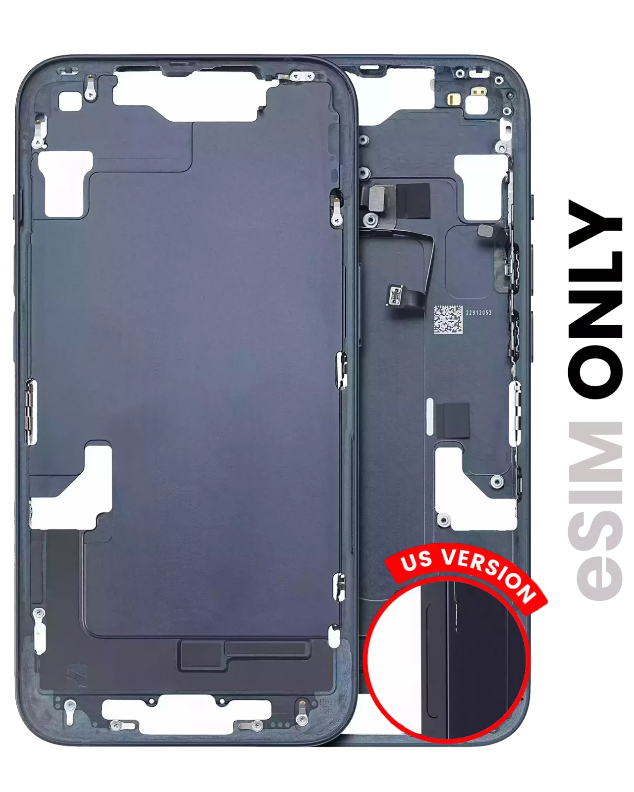 Mid-Frame Housing W/ Small Parts For iPhone 14 (US Version) (Used OEM Pull: Grade C) (Midnight)