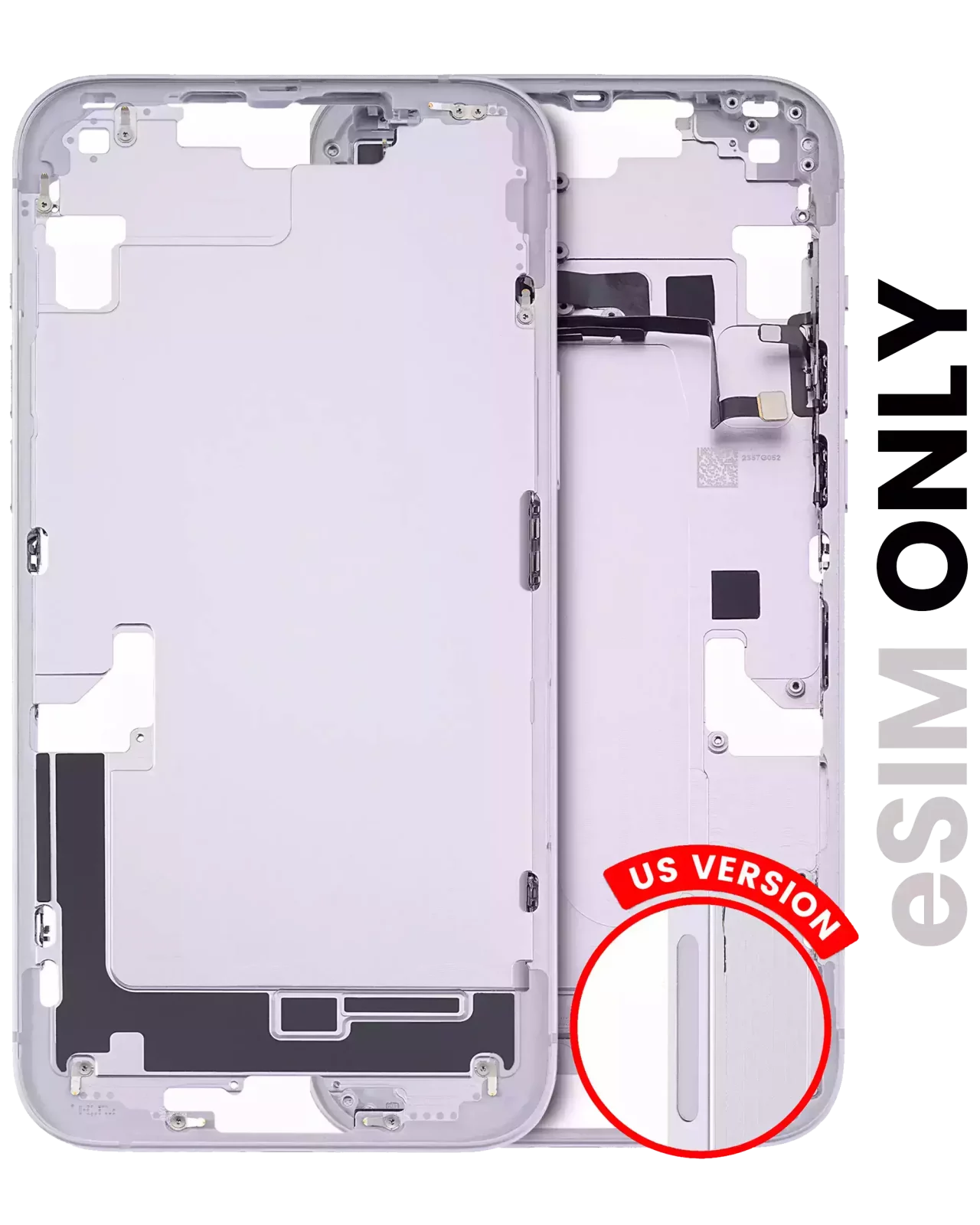 Mid-Frame Housing W/ Small Parts For iPhone 14 Plus (US Version) (Used OEM Pull: Grade C) (Purple)