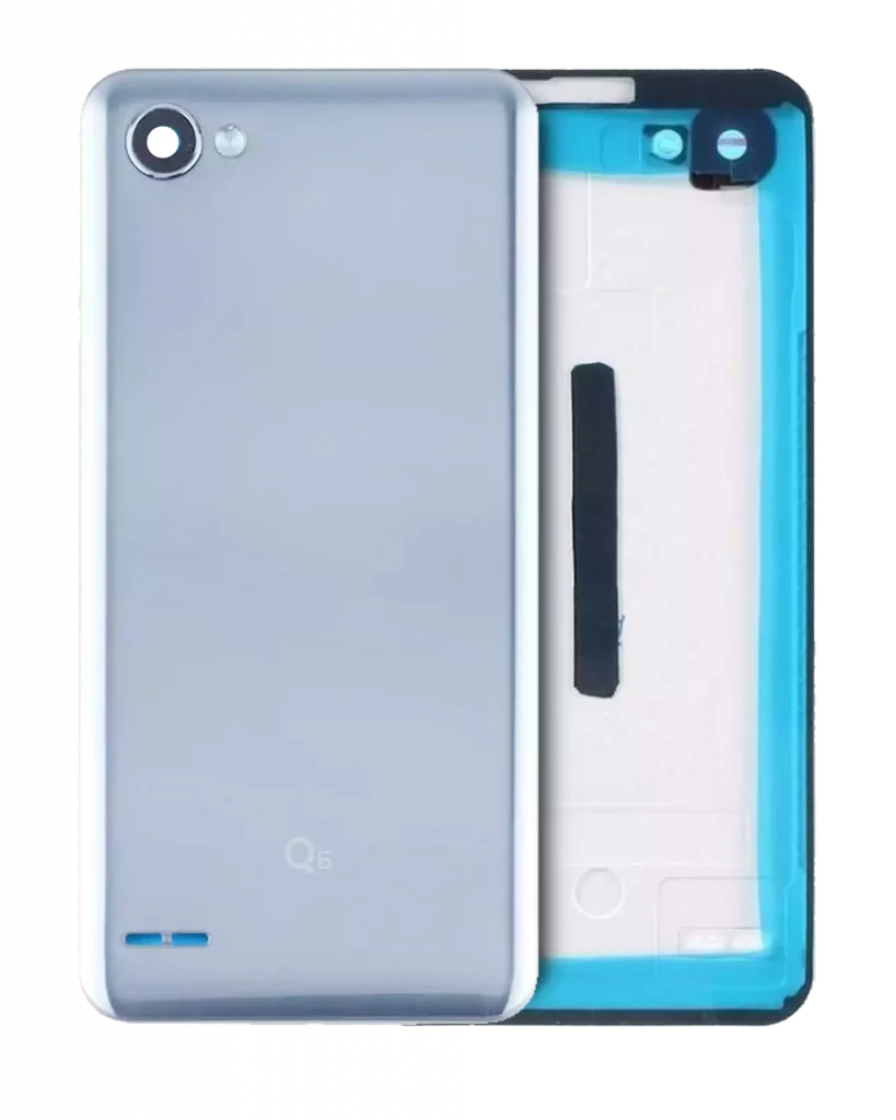 Back Cover Glass For LG Q6 With Finger Print (Genuine OEM) (Ice Platinum Silver)