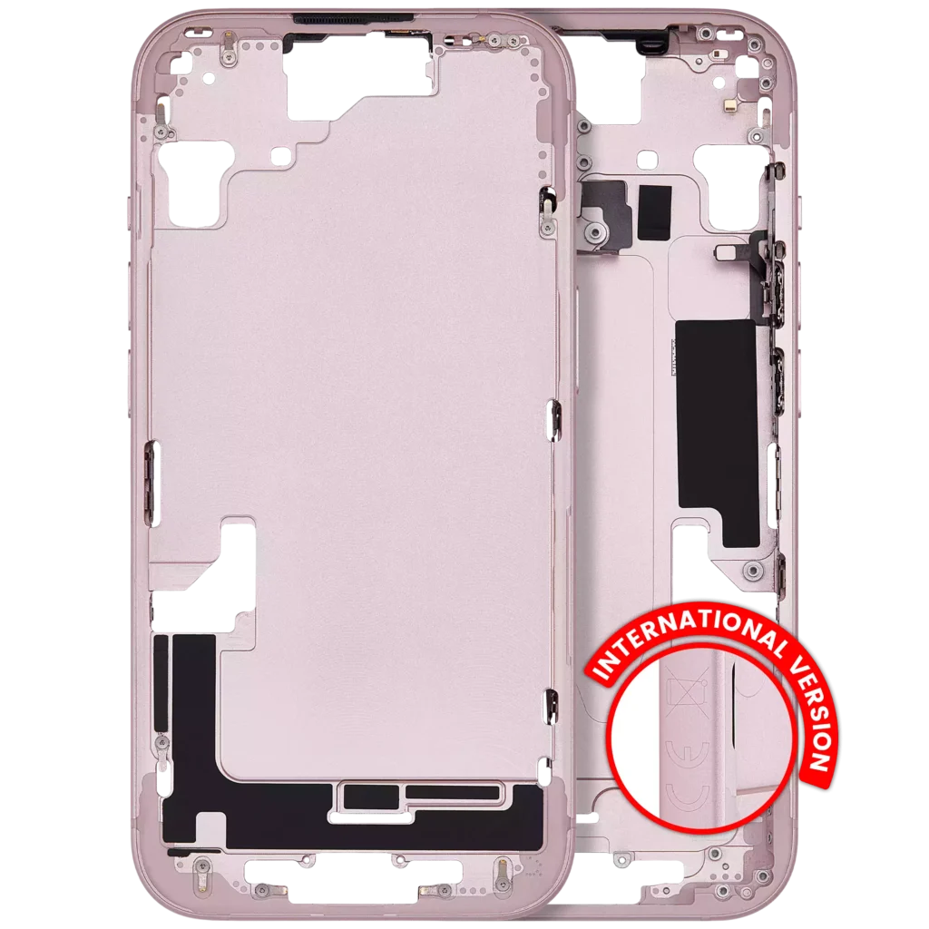 Mid-Frame Housing W/ Small Parts For iPhone 15 (EU / Global Version) (Used OEM Pull: Grade A) (Pink)