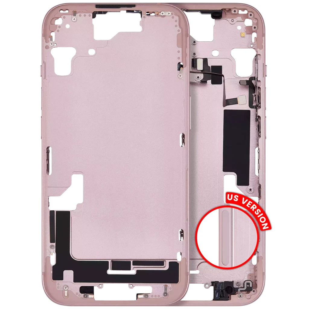 Mid-Frame Housing W/ Small Parts For iPhone 15 (US Version) (Aftermarket Plus) (Pink)