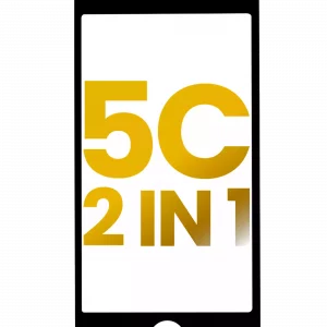 2 in 1 (Front Glass + Frame Pre-Installed) For iPhone 5C (2 Pack) (Black)