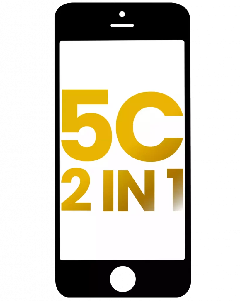 2 in 1 (Front Glass + Frame Pre-Installed) For iPhone 5C (Black) (2 Pack)