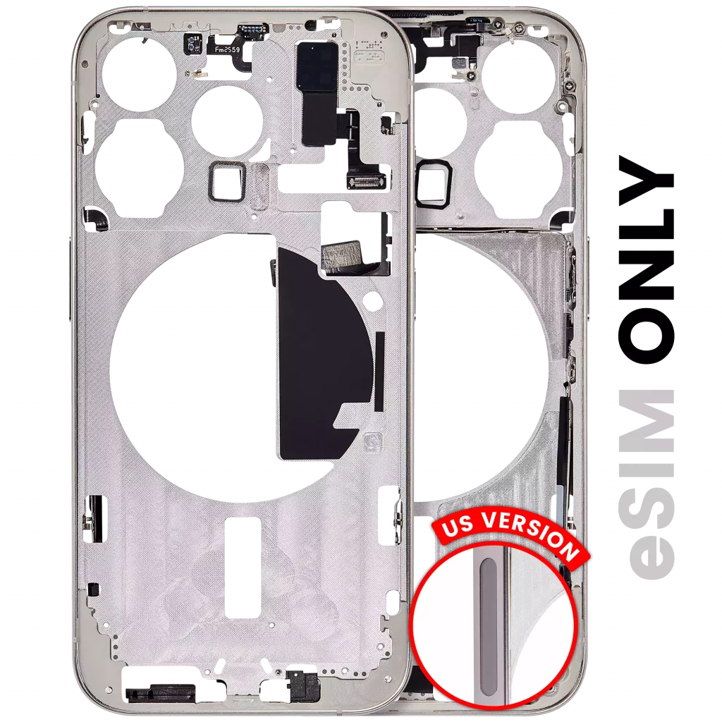 Mid-Frame Housing W/ Small Parts For iPhone 15 Pro (US Version) (Used OEM Pull: Grade A) (White Titanium)