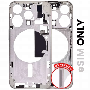 Mid-Frame Housing W/ Small Parts For iPhone 15 Pro (US Version) (Used OEM Pull: Grade A) (White Titanium)