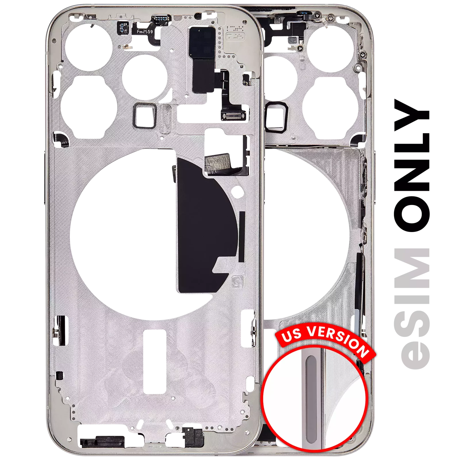 Mid-Frame Housing W/ Small Parts For iPhone 15 Pro (US Version) (Used OEM Pull: Grade A) (White Titanium)