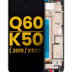 LCD Assembly With Frame For LG Q60 (Single Card Version) / K50 (2019 / X520) (Refurbished) (Aurora Black)