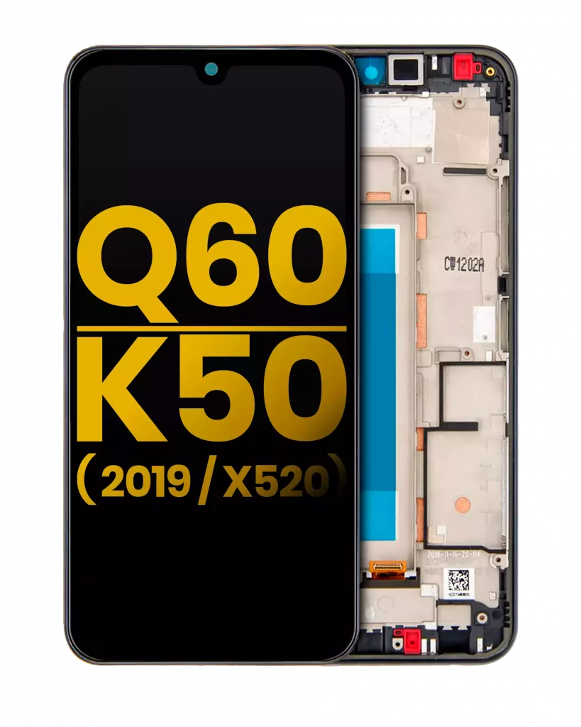 LCD Assembly With Frame For LG Q60 (Single Card Version) / K50 (2019 / X520) (Refurbished) (Aurora Black)