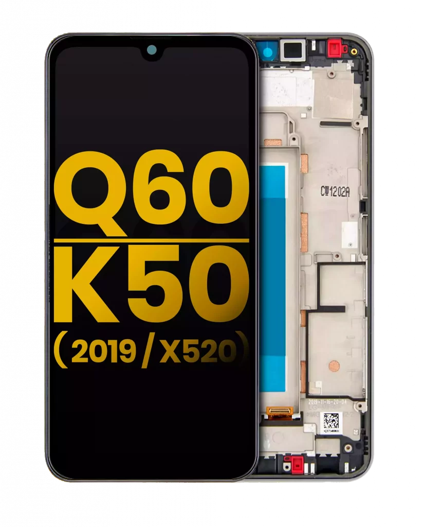 LCD Assembly With Frame For LG Q60 (Single Card Version) / K50 (2019 / X520) (Refurbished) (Silver)
