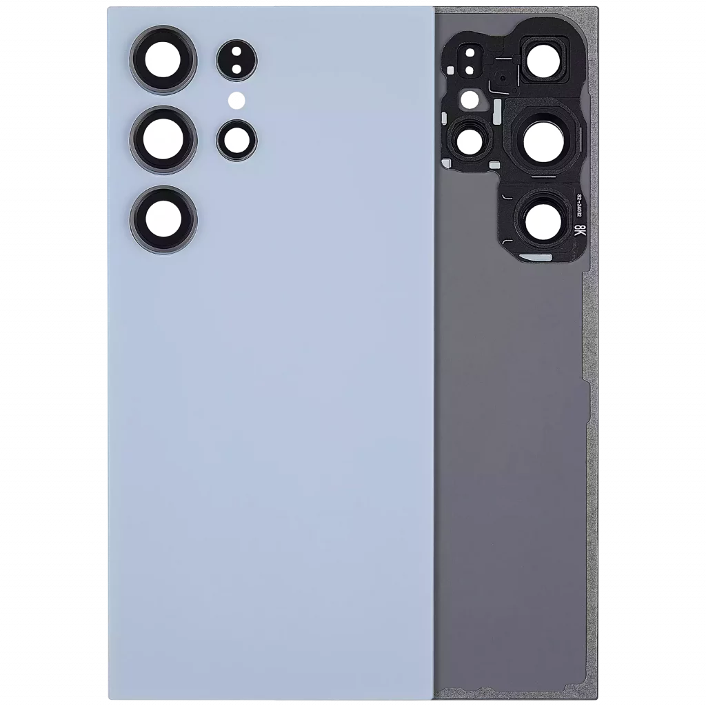 Back Cover Glass With Camera Lens For Samsung Galaxy S24 Ultra 5G (No Logo) (Aftermarket Plus) (Titanium Blue)
