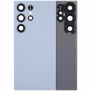 Back Cover Glass With Camera Lens For Samsung Galaxy S24 Ultra 5G (No Logo) (Aftermarket Plus) (Titanium Blue)