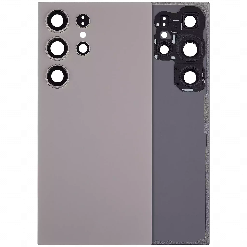 Back Cover Glass With Camera Lens For Samsung Galaxy S24 Ultra 5G (No Logo) (Aftermarket Plus) (Titanium Gray)