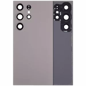 Back Cover Glass With Camera Lens For Samsung Galaxy S24 Ultra 5G (No Logo) (Aftermarket Plus) (Titanium Gray)