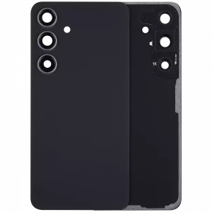 Back Cover Glass With Camera Lens For Samsung Galaxy S24 5G (No Logo) (Aftermarket Plus) (Onyx Black)